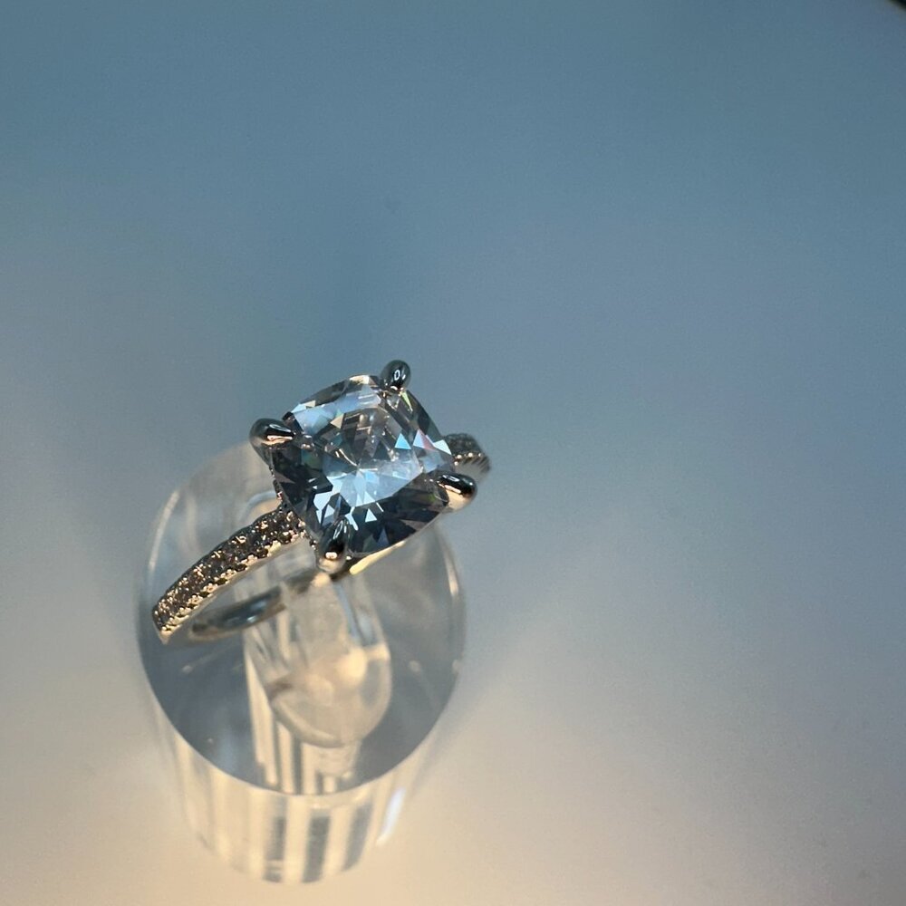 Womens Silver Plated Brass Ring Cubic Zirconia - Picture 9 of 10